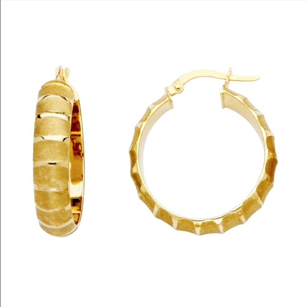 14KT Gold Sand Mate Hoop Earrings